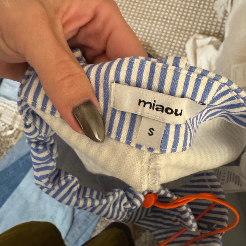Miaou Striped Blue and White Straight Leg Pants - Picture 8 of 8